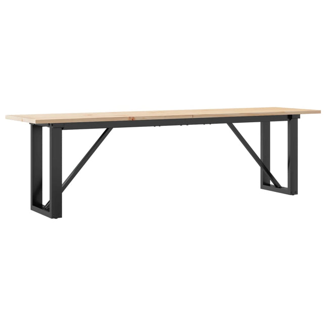 Tavolino Salotto Telaio a O 160x40x45cm Legno Pino e Acciaio