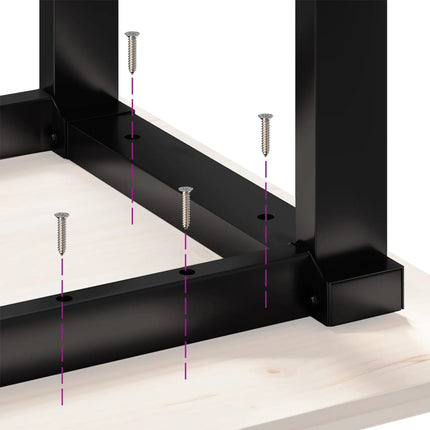 Tavolino Salotto Telaio a O 160x40x45cm Legno Pino e Acciaio