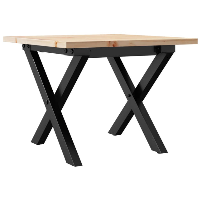 Tavolino da Salotto Telaio a X 40x40x35 cm Legno Pino e Acciaio