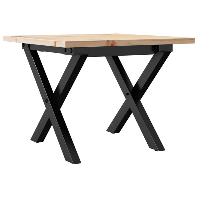 Tavolino da Salotto Telaio a X 50x50x35 cm Legno Pino e Acciaio