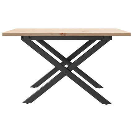 Tavolino da Salotto Telaio a X 60x60x40 cm Legno Pino e Acciaio