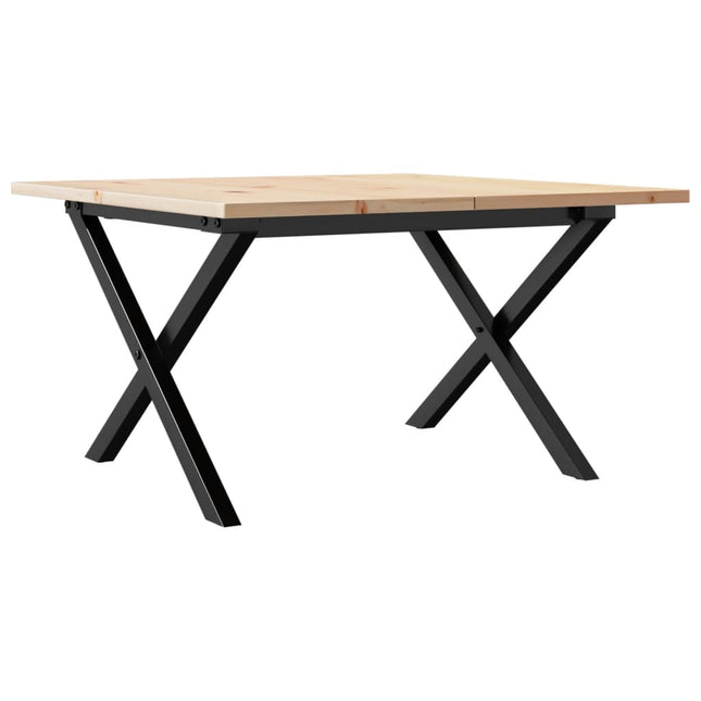 Tavolino da Salotto Telaio a X 70x70x40 cm Legno Pino e Acciaio