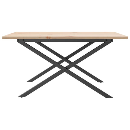 Tavolino da Salotto Telaio a X 90x90x45 cm Legno Pino e Acciaio