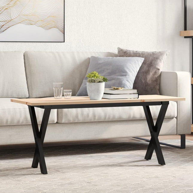 Tavolino Salotto Telaio a X 110x40x45 cm Legno Pino e Acciaio