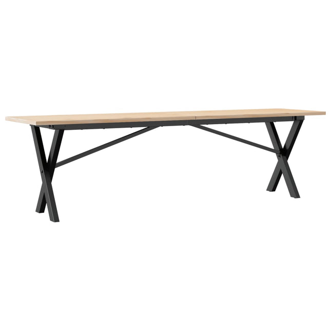 Tavolino Salotto Telaio a X 160x40x45 cm Legno Pino e Acciaio