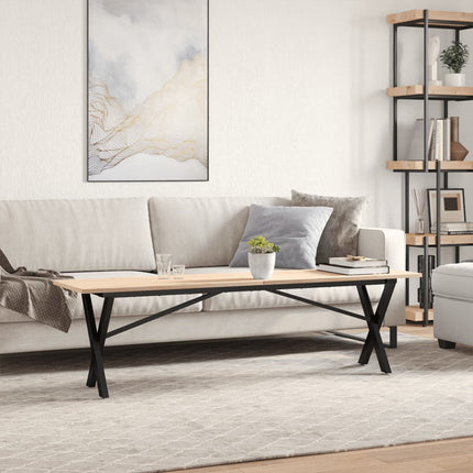 Tavolino Salotto Telaio a X 160x40x45 cm Legno Pino e Acciaio