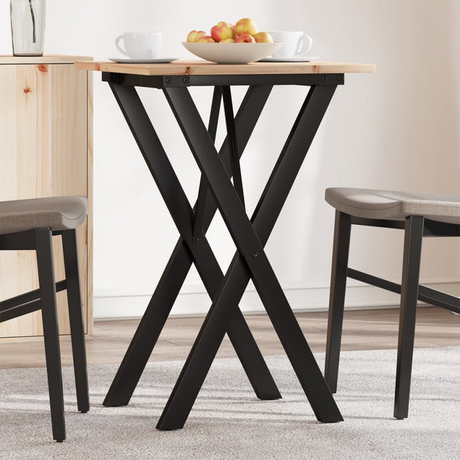 Tavolo da Pranzo Telaio a X 50x50x75 cm Legno Pino e Acciaio