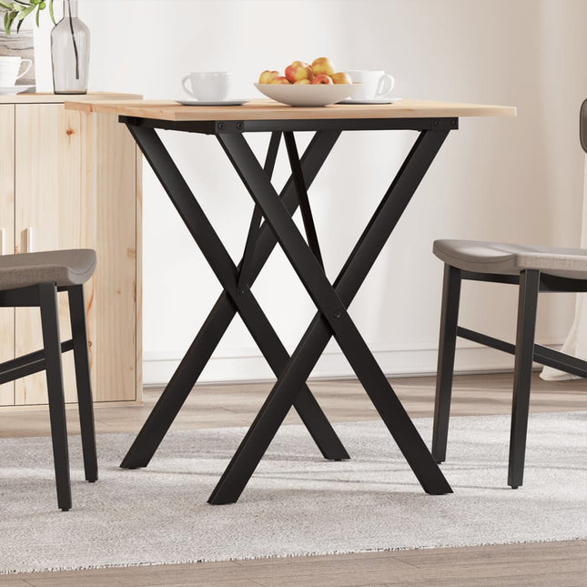 Tavolo da Pranzo Telaio a X 70x70x75 cm Legno Pino e Acciaio