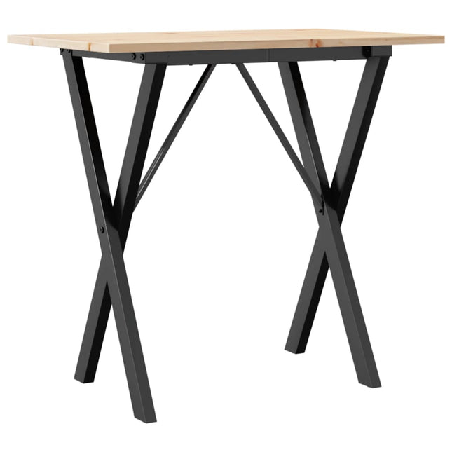 Tavolo da Pranzo Telaio a X 80x50x75 cm Legno Pino e Acciaio