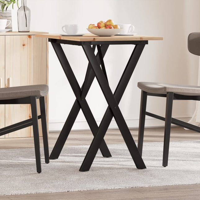 Tavolo da Pranzo Telaio a X 80x50x75 cm Legno Pino e Acciaio