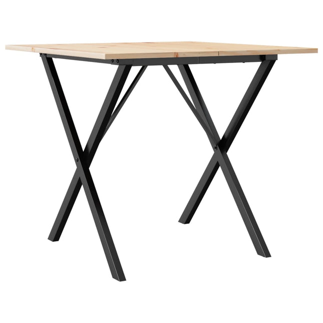Tavolo da Pranzo Telaio a X 80x80x75 cm Legno Pino e Acciaio