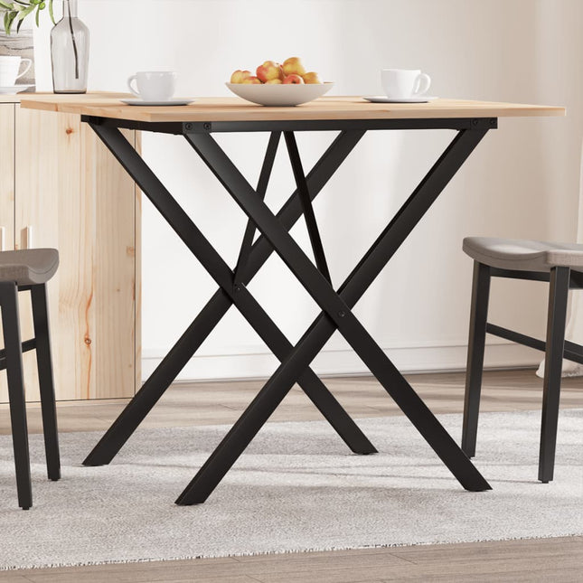 Tavolo da Pranzo Telaio a X 80x80x75 cm Legno Pino e Acciaio