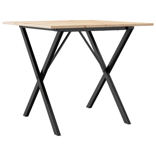 Tavolo da Pranzo Telaio a X 90x90x75 cm Legno Pino e Acciaio