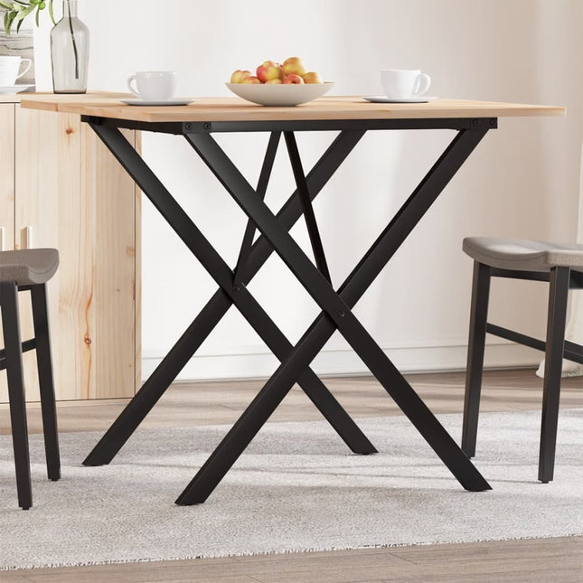 Tavolo da Pranzo Telaio a X 90x90x75 cm Legno Pino e Acciaio
