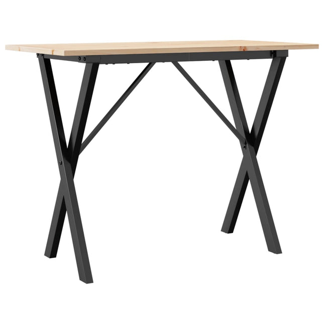 Tavolo da Pranzo Telaio a X 100x50x75 cm Legno Pino e Acciaio
