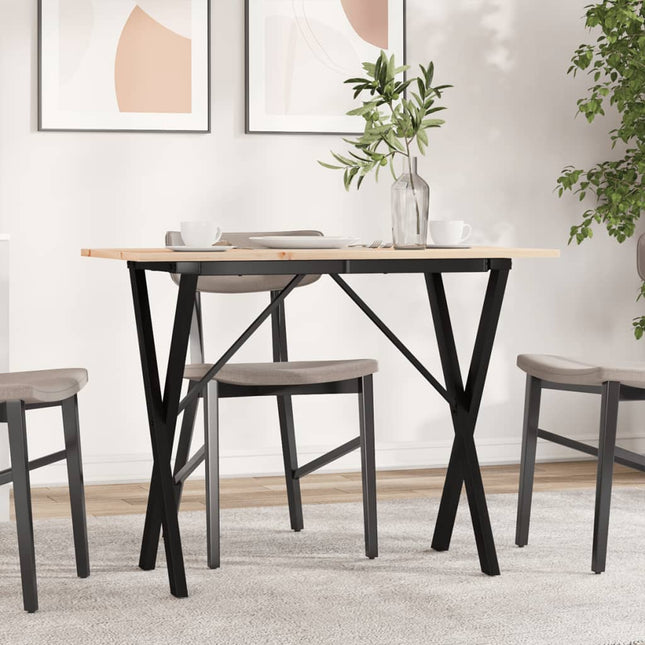 Tavolo da Pranzo Telaio a X 100x50x75 cm Legno Pino e Acciaio