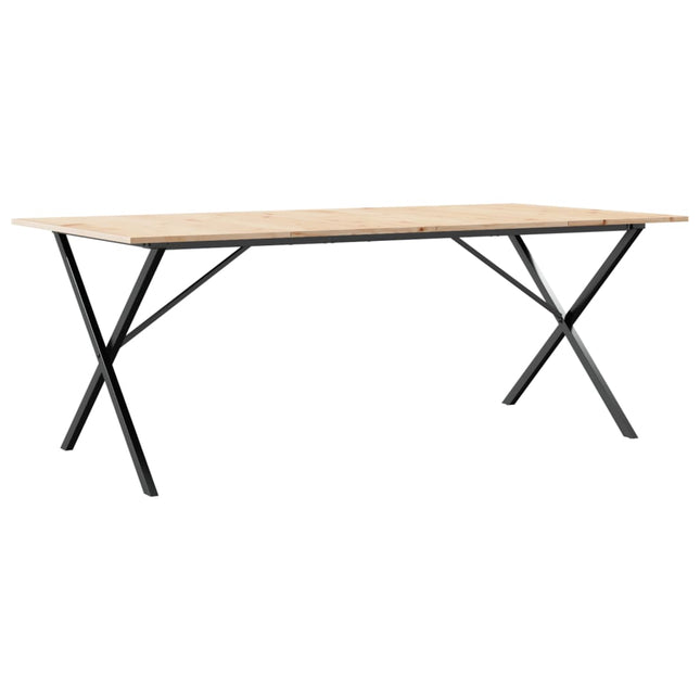 Tavolo da Pranzo Telaio a X 200x100x75 cm Legno Pino e Acciaio
