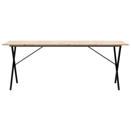 Tavolo da Pranzo Telaio a X 200x100x75 cm Legno Pino e Acciaio