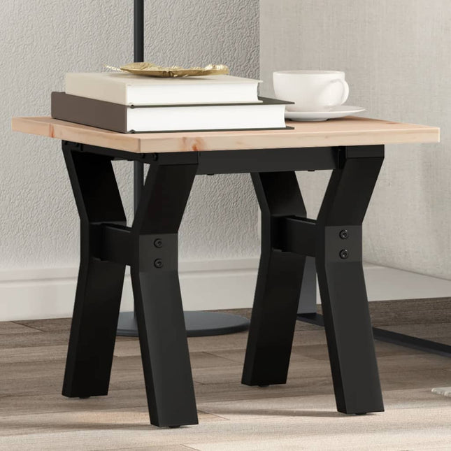 Tavolino da Salotto Telaio a Y 40x40x35 cm Legno Pino e Acciaio