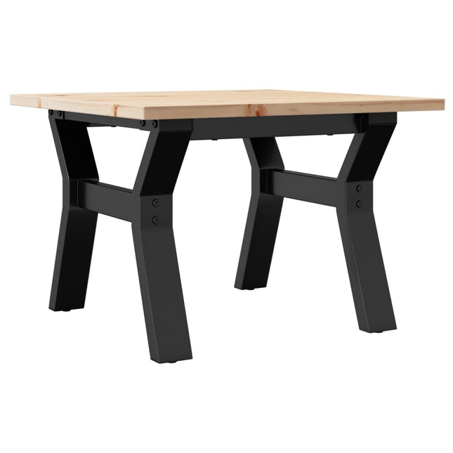 Tavolino da Salotto Telaio a Y 50x50x35 cm Legno Pino e Acciaio