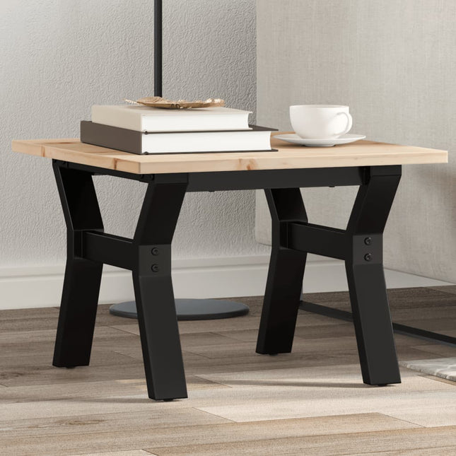 Tavolino da Salotto Telaio a Y 50x50x35 cm Legno Pino e Acciaio