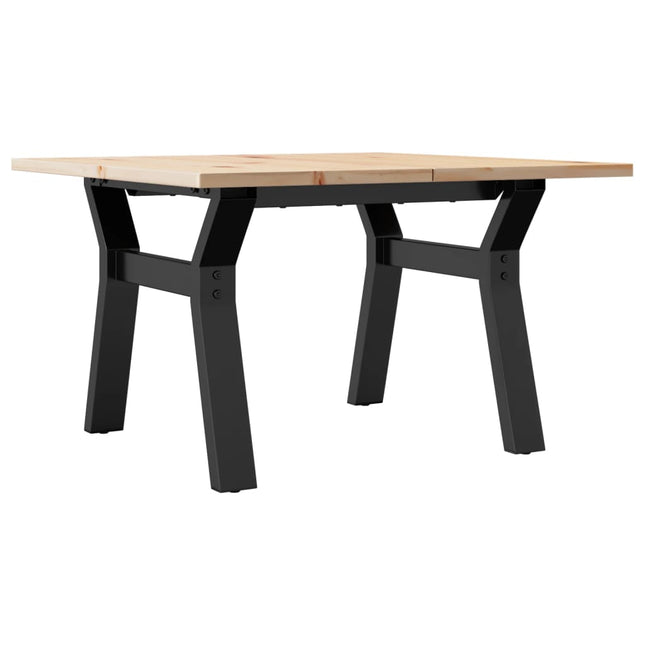 Tavolino da Salotto Telaio a Y 70x70x40 cm Legno Pino e Acciaio