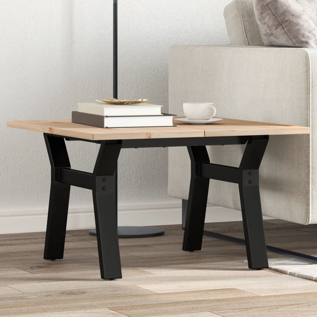 Tavolino da Salotto Telaio a Y 70x70x40 cm Legno Pino e Acciaio