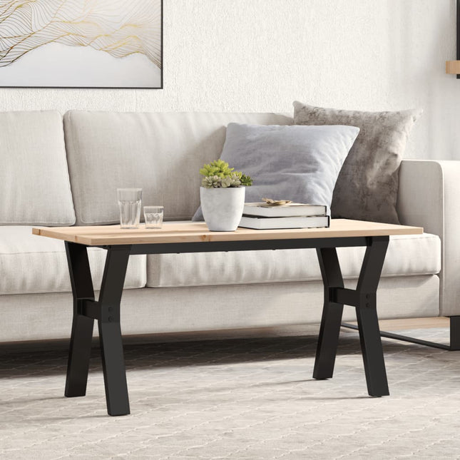 Tavolino da Salotto Telaio a Y 90x40x45 cm Legno Pino e Acciaio