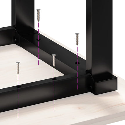 Tavolino Salotto Telaio a O 160x40x45,5 cm Legno Pino e Acciaio