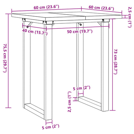 Tavolo da Pranzo Telaio a O 60x60x75,5 cm Legno Pino e Acciaio