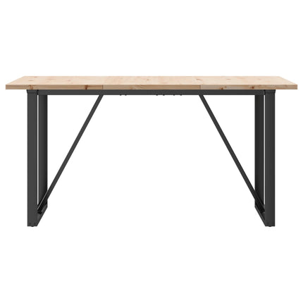 Tavolo da Pranzo Telaio a O 160x80x75,5 cm Legno Pino e Acciaio