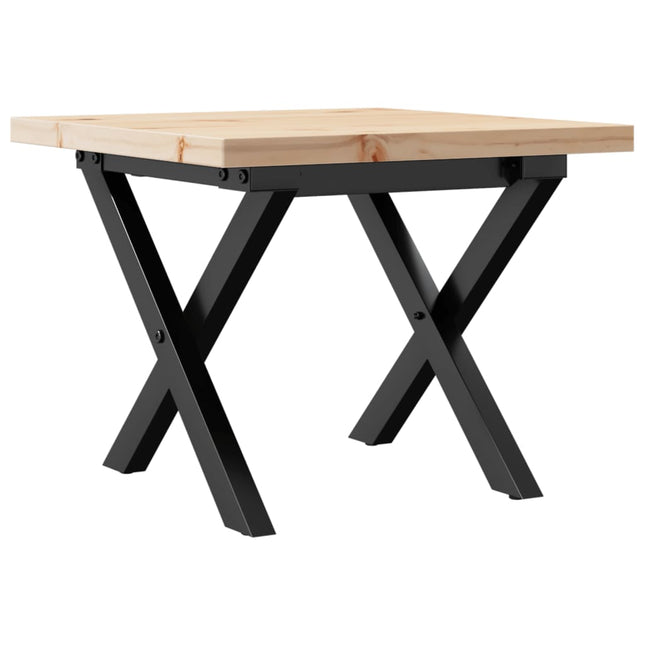 Tavolino Salotto Telaio a X 50x50x35,5 cm Legno Pino e Acciaio