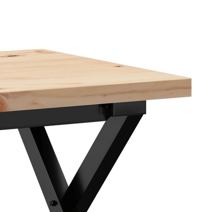 Tavolino Salotto Telaio a X 50x50x35,5 cm Legno Pino e Acciaio