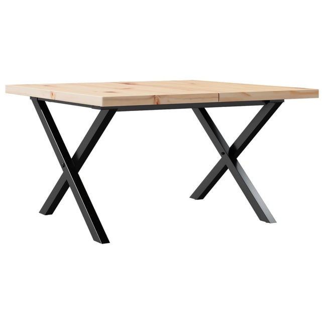 Tavolino Salotto Telaio a X 60x60x40,5 cm Legno Pino e Acciaio