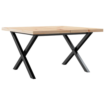 Tavolino Salotto Telaio a X 70x70x40,5 cm Legno Pino e Acciaio