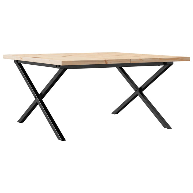 Tavolino Salotto Telaio a X 80x80x45,5cm Legno Pino e Acciaio