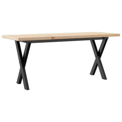 Tavolino Salotto Telaio a X 110x40x45,5 cm Legno Pino e Acciaio