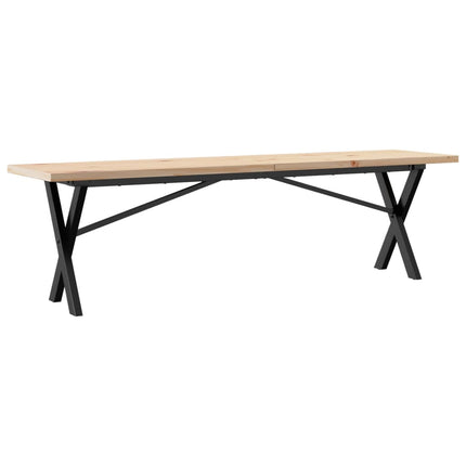 Tavolino Salotto Telaio a X 160x40x45,5 cm Legno Pino e Acciaio