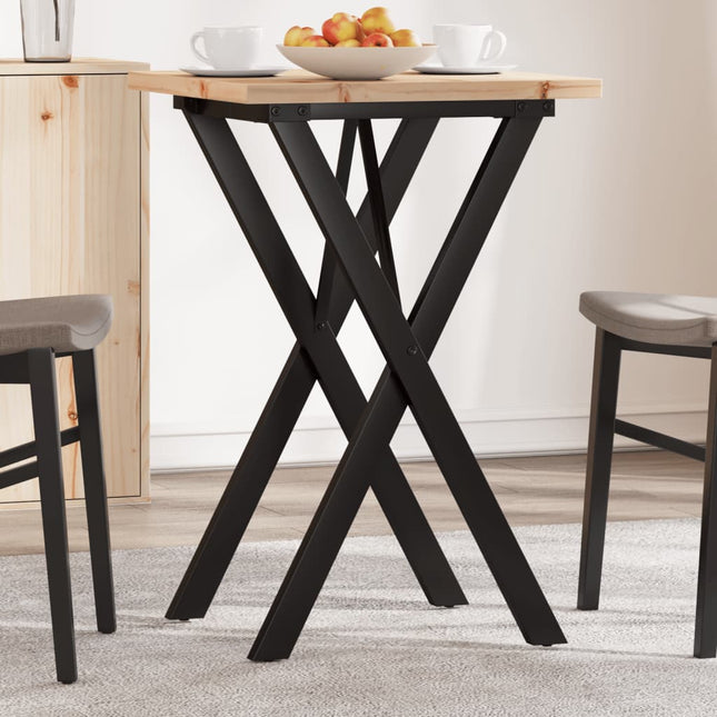 Tavolo da Pranzo Telaio a X 50x50x75,5 cm Legno Pino e Acciaio