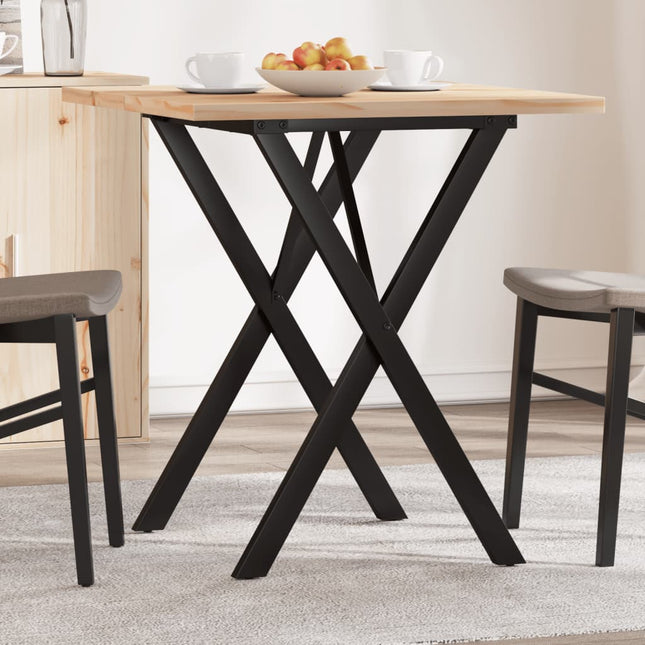 Tavolo da Pranzo Telaio a X 60x60x75,5 cm Legno Pino e Acciaio