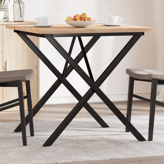 Tavolo da Pranzo Telaio a X 80x80x75,5 cm Legno Pino e Acciaio