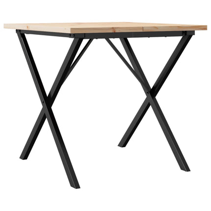 Tavolo da Pranzo Telaio a X 90x90x75,5 cm Legno Pino e Acciaio
