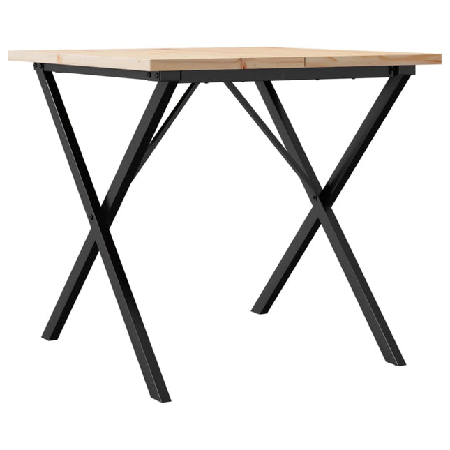 Tavolo da Pranzo Telaio a X 90x90x75,5 cm Legno Pino e Acciaio