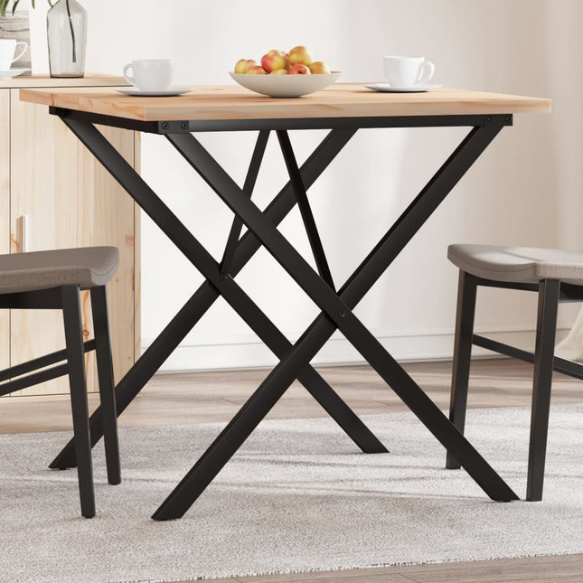 Tavolo da Pranzo Telaio a X 90x90x75,5 cm Legno Pino e Acciaio