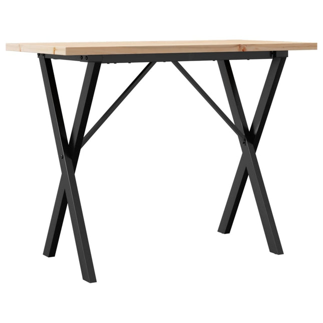 Tavolo da Pranzo Telaio a X 100x50x75,5 cm Legno Pino e Acciaio