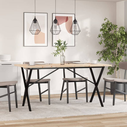 Tavolo da Pranzo Telaio a X 140x80x75,5 cm Legno Pino e Acciaio