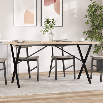 Tavolo da Pranzo Telaio a X 160x80x75,5 cm Legno Pino e Acciaio