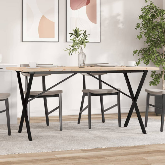 Tavolo da Pranzo Telaio a X 160x80x75,5 cm Legno Pino e Acciaio