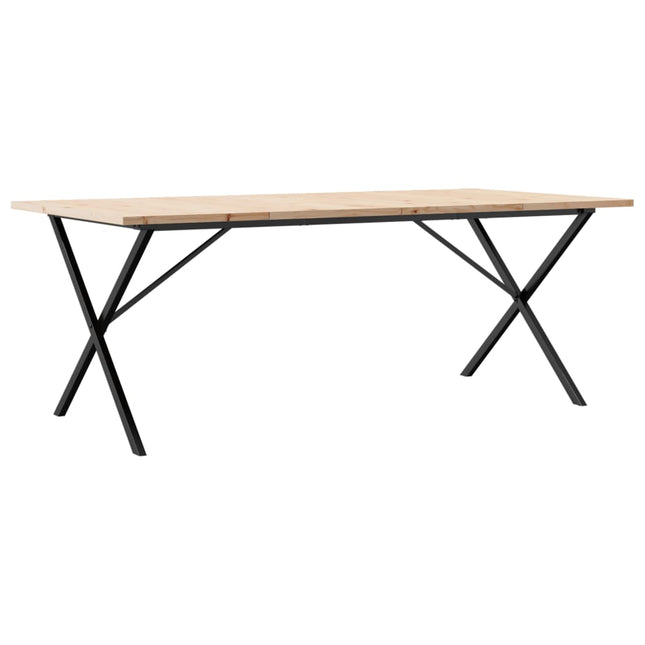 Tavolo Pranzo Telaio a X 200x100x75,5 cm Legno Pino e Acciaio