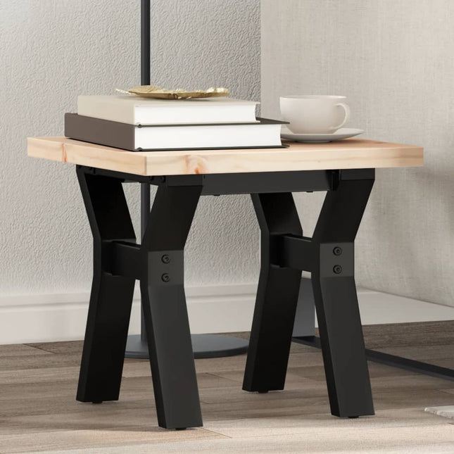 Tavolino Salotto Telaio a Y 40x40x35,5 cm Legno Pino e Acciaio